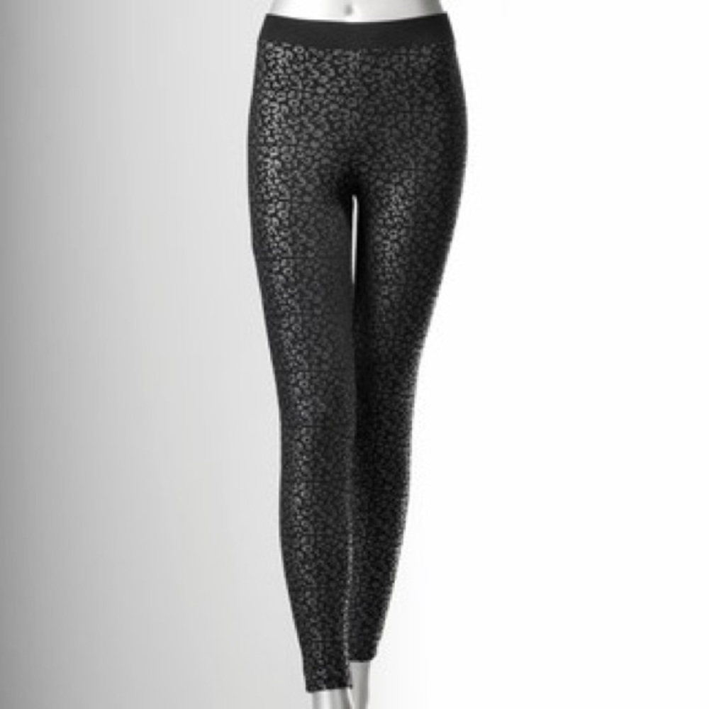 Vera Wang Black/Gray Cheetah Print Leggings